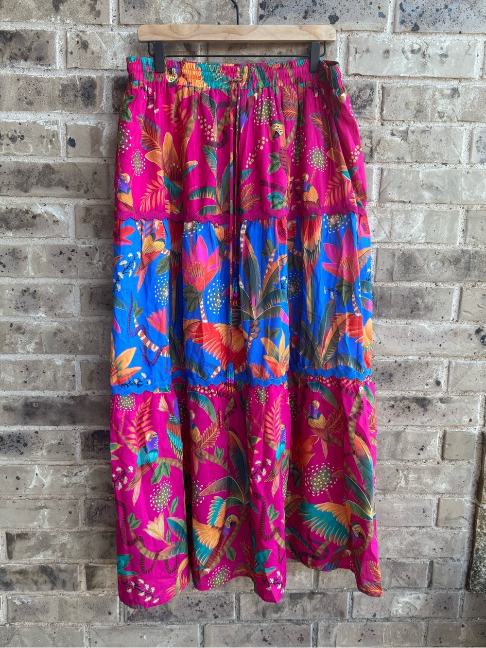 Anthropologie Farm Rio Macaw Party Mix Maxi Skirt XL NWOT - Picture 6 of 11